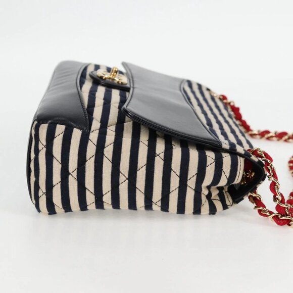 CHANEL Matelasse Chain Shoulder Bag cotton Black Gold - Picture 4 of 16